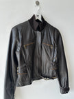VERSACE - 2000s CROP FIT LEATHER JACKET WITH BONDAGE DETAILS