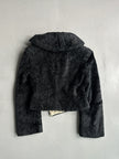 EMPORIO ARMANI - 1980s WAVED FAUX FUR BELTED JACKET