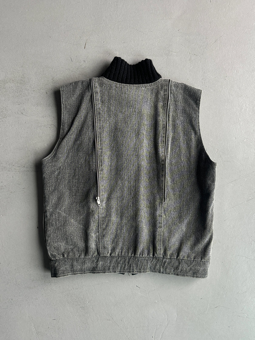 ITALIAN LABEL 1980s 2 IN 1 BOXY FIT DENIM BOMBER JACKET GILET