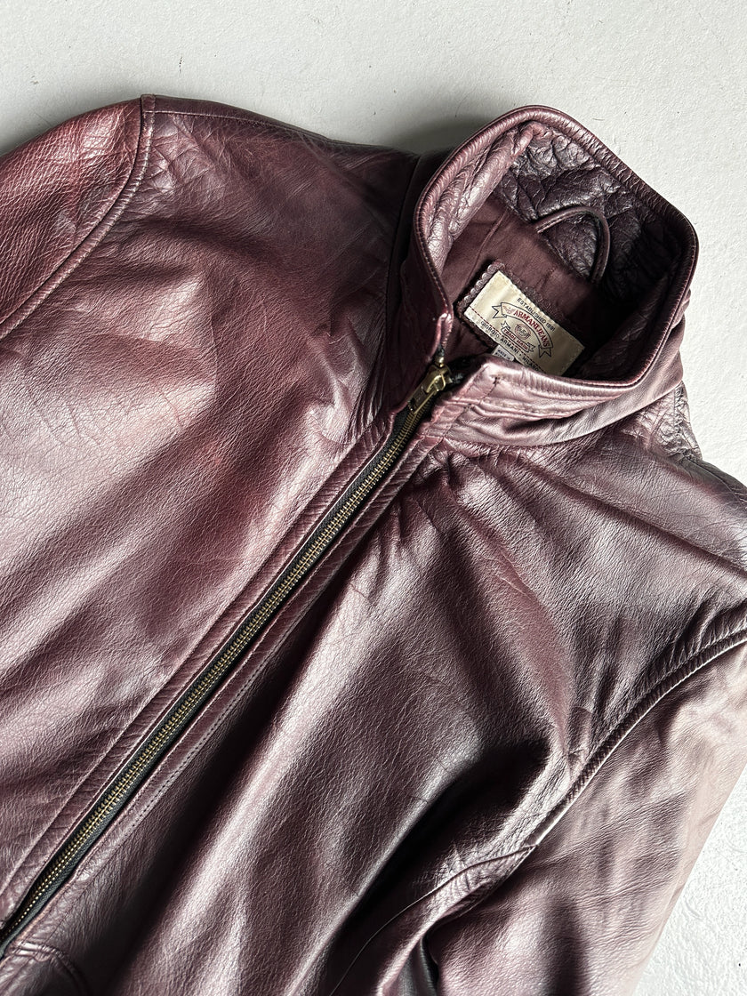 ARMANI JEANS - F/W 2000 LONG LEATHER COAT WITH PIPING DETAIL