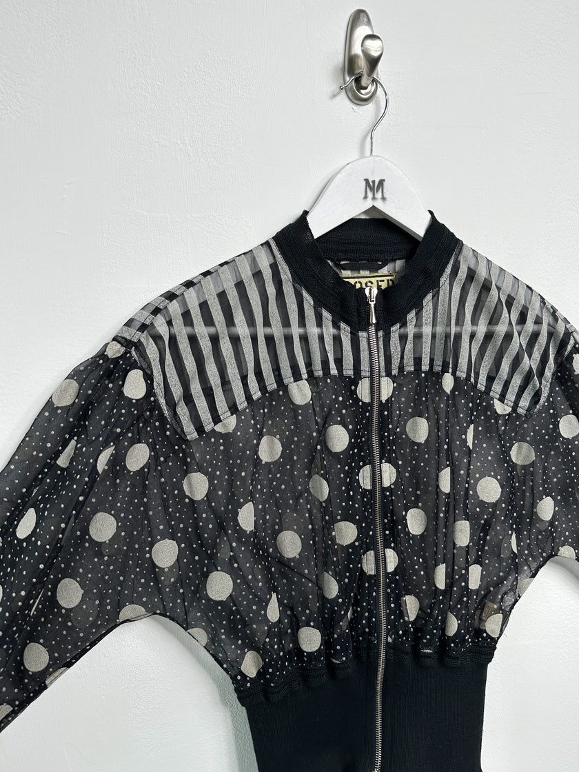 MARITHÉ + FRANÇOIS GIRBAUD x CLOSED - 1980s PANELED WAIST SHEER ZIPPED JACKET