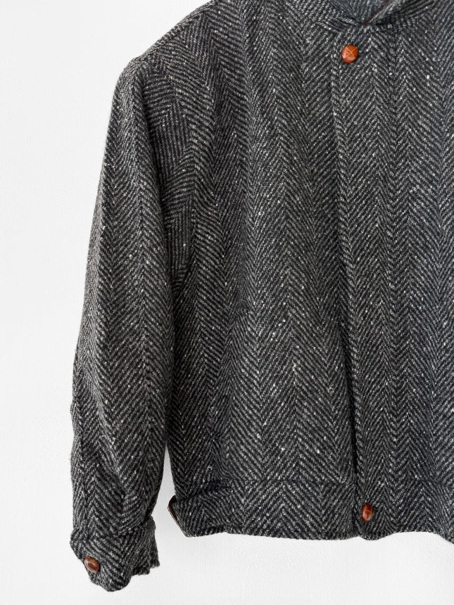 VALENTINO - 1980s BOXY FIT HERRINGBONE BOMBER JACKET