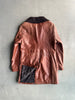 1980s MIDI LEATHER JACKET WITH KNITTED COLLAR