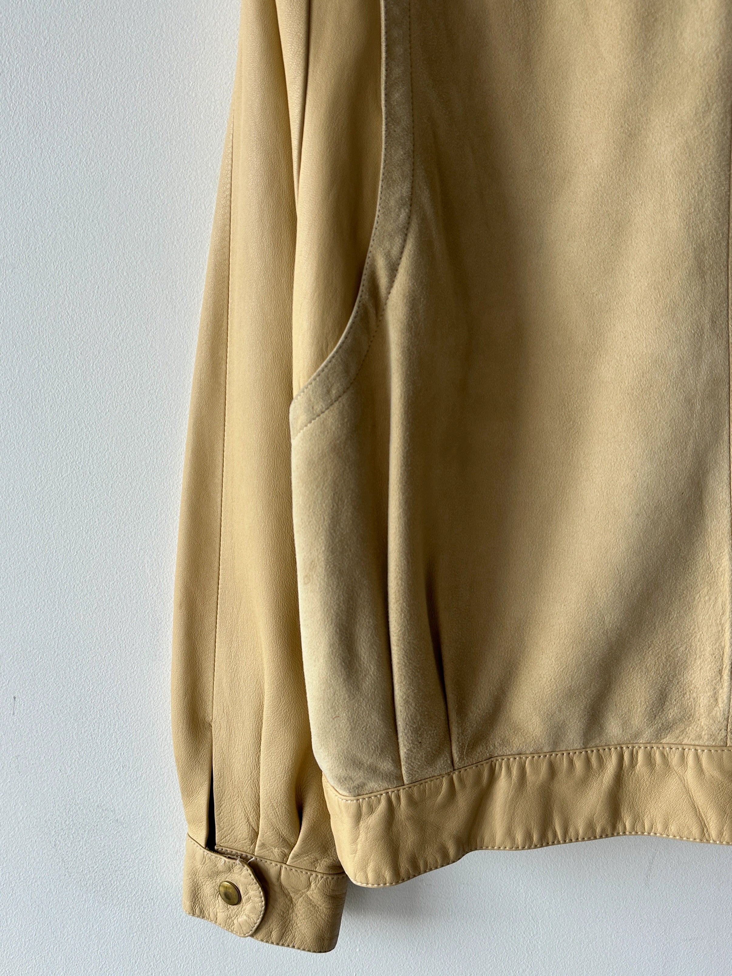 FRENCH LABEL - 1980s LEATHER JACKET WITH LAYERED SUEDE GILET