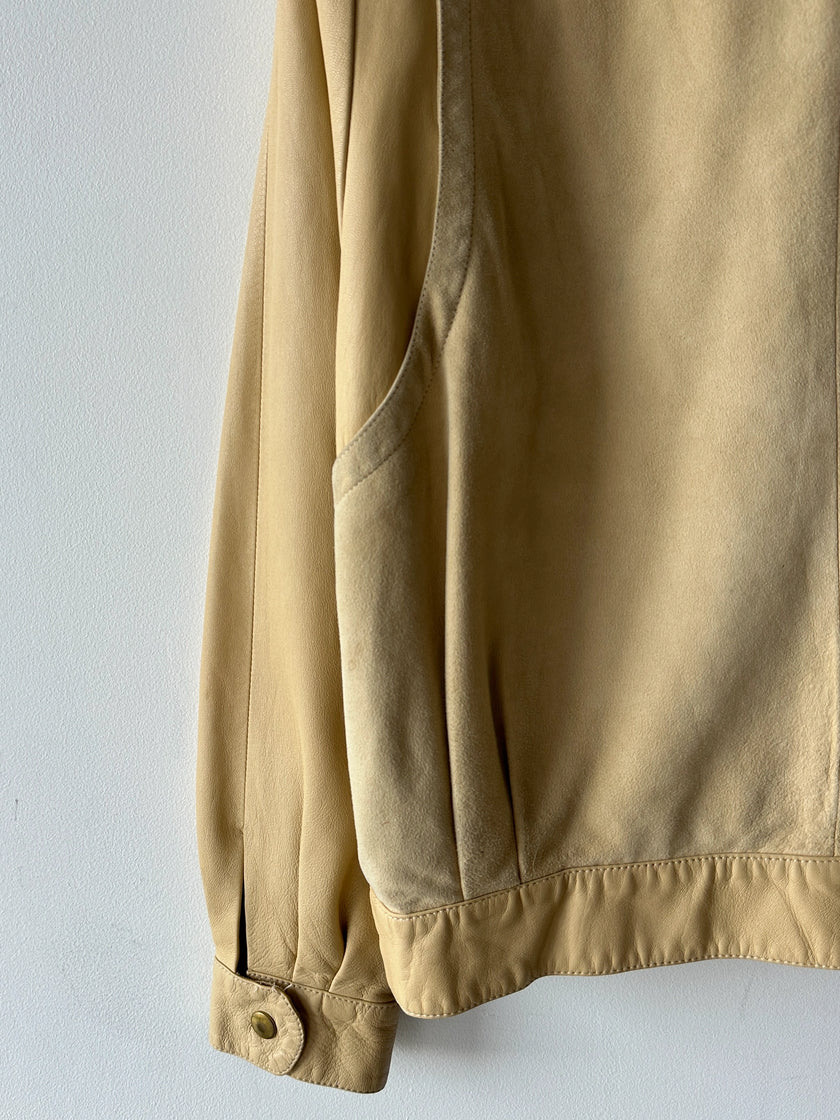 FRENCH LABEL - 1980s LEATHER JACKET WITH LAYERED SUEDE GILET