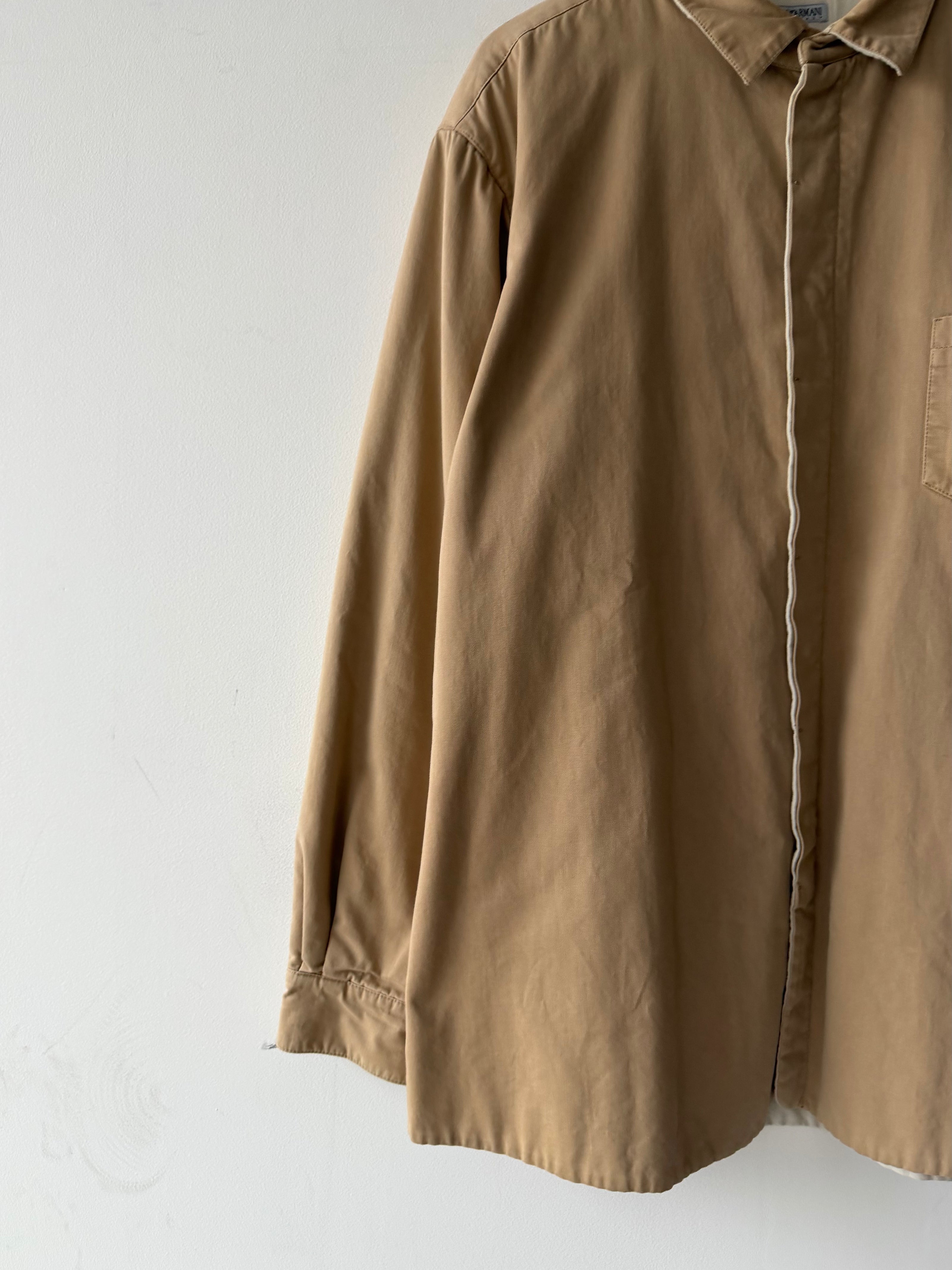 EMPORIO ARMANI - 1980s TEXTURED SHIRT WITH CONTRASTING LINING AND UNDER COLLAR