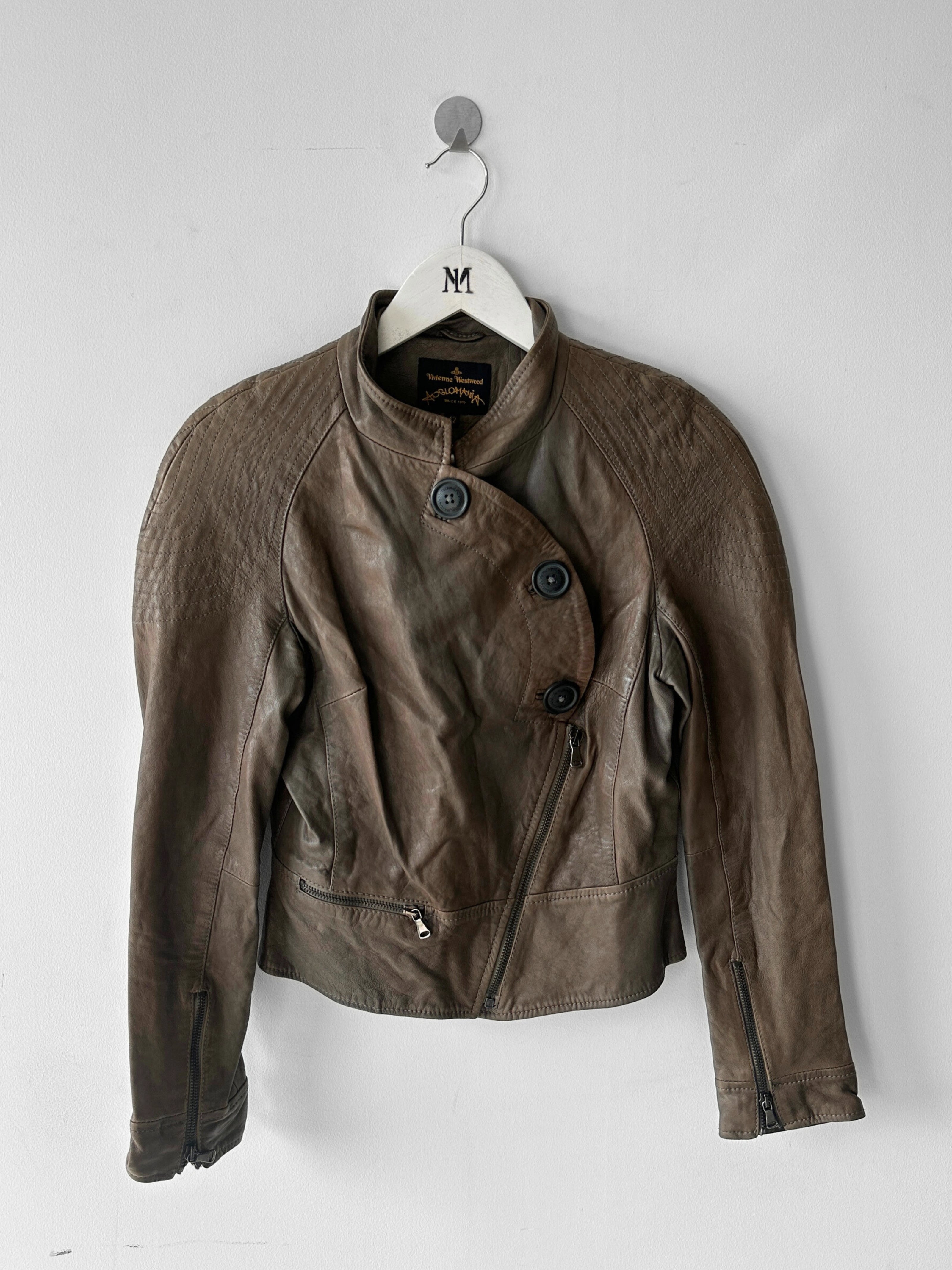 VIVIENNE WESTWOOD - 2000s ASYMMETRIC FRONT LEATHER JACKET
