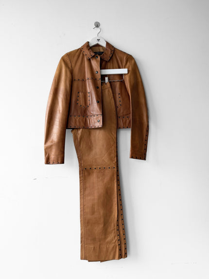 RICHMOND 1990s COW LEATHER CO-ORD SET