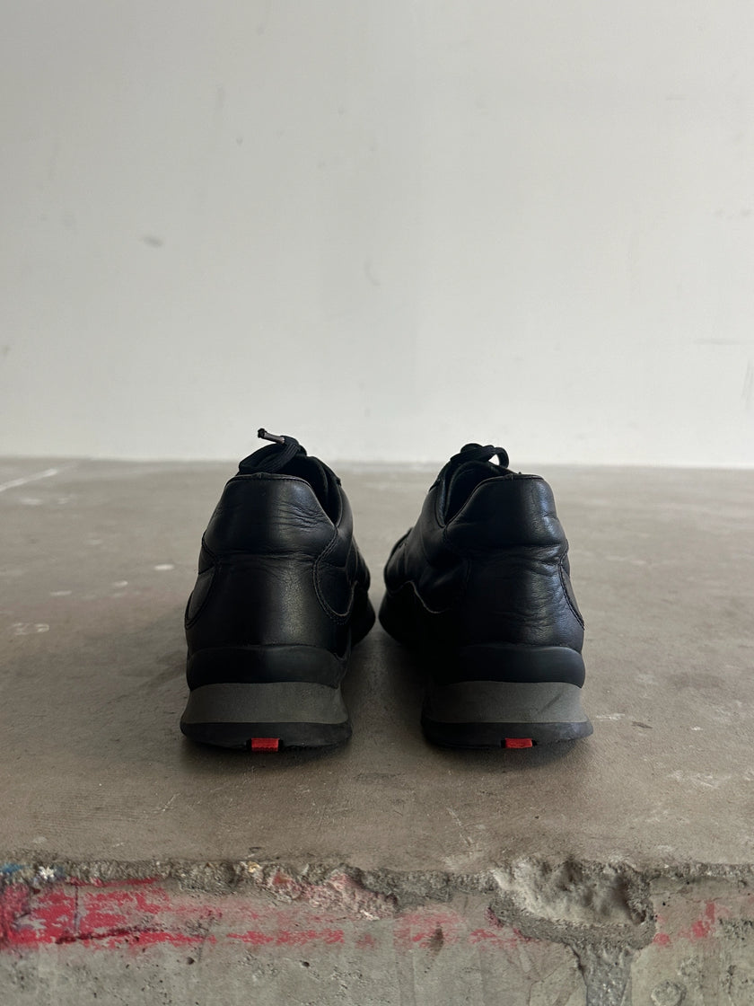 PRADA LINEA ROSSA - 2000s SQUARE TOE LEATHER SNEAKERS