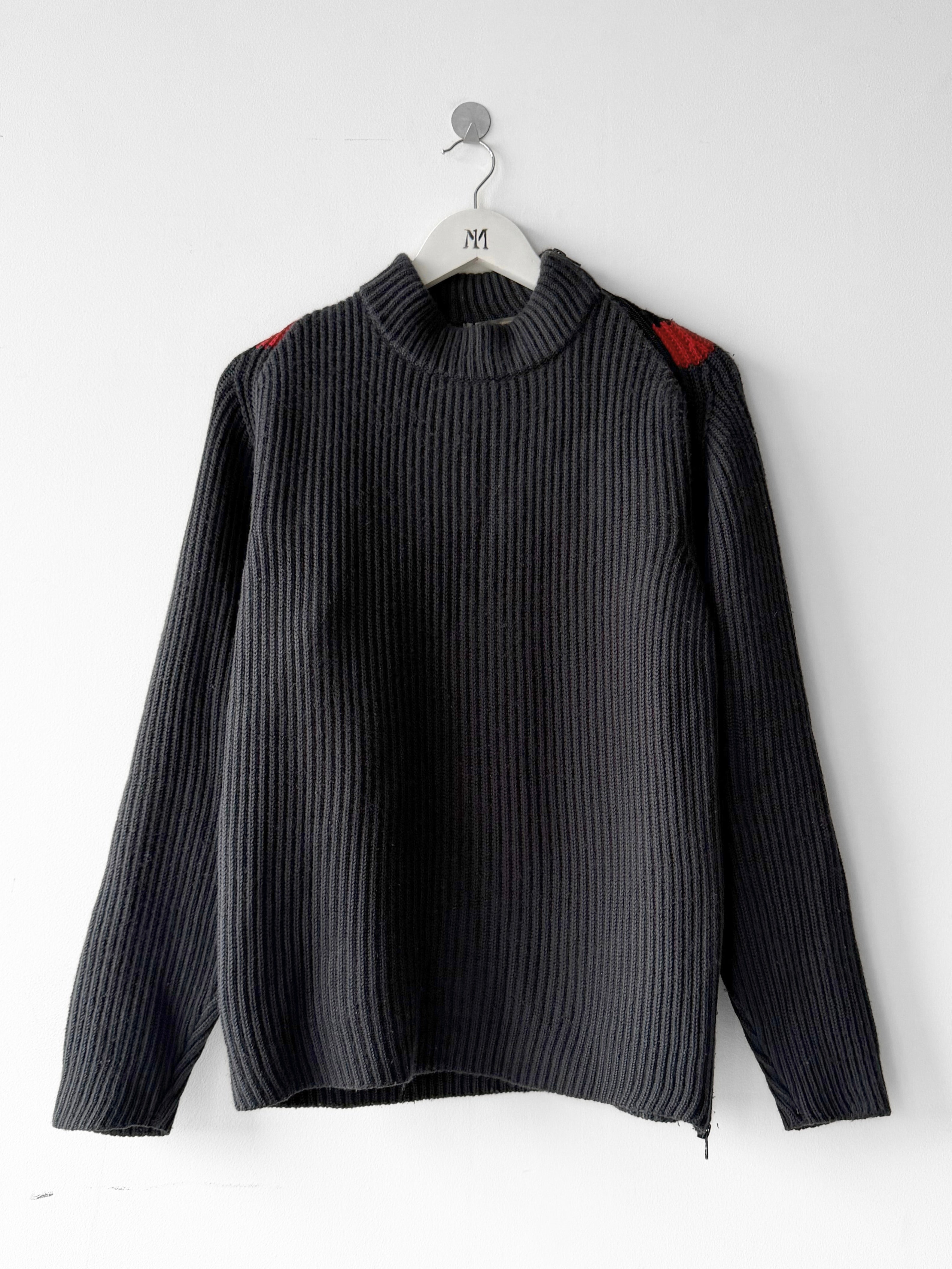 DANIELE ALESSANDRINI - 1990s CHUNKY KNIT JUMPER WITH ASYMMETRIC SIDE ZIP RUNNING FROM TOP TO BOTTOM