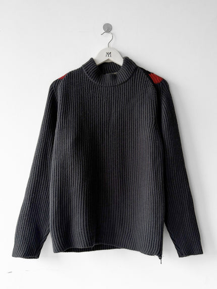DANIELE ALESSANDRINI - 1990s CHUNKY KNIT JUMPER WITH ASYMMETRIC SIDE ZIP RUNNING FROM TOP TO BOTTOM