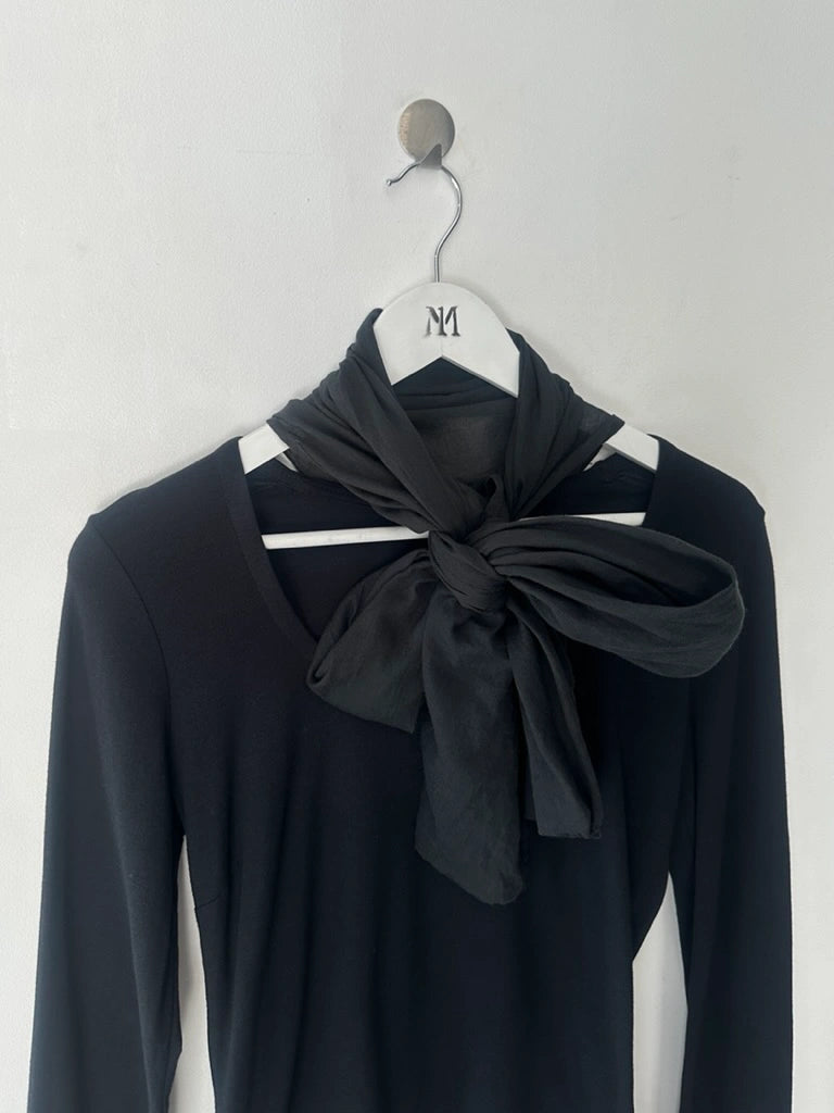 DRIES VAN NOTEN - late 1990s LONG SLEEVE TOP WITH OVERSIZED SCARF COLLAR