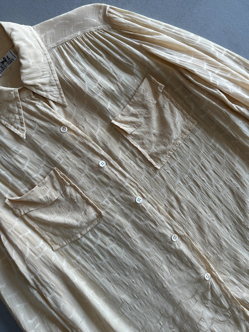 HERMÈS - 1970s COLLARED SILK SHIRT