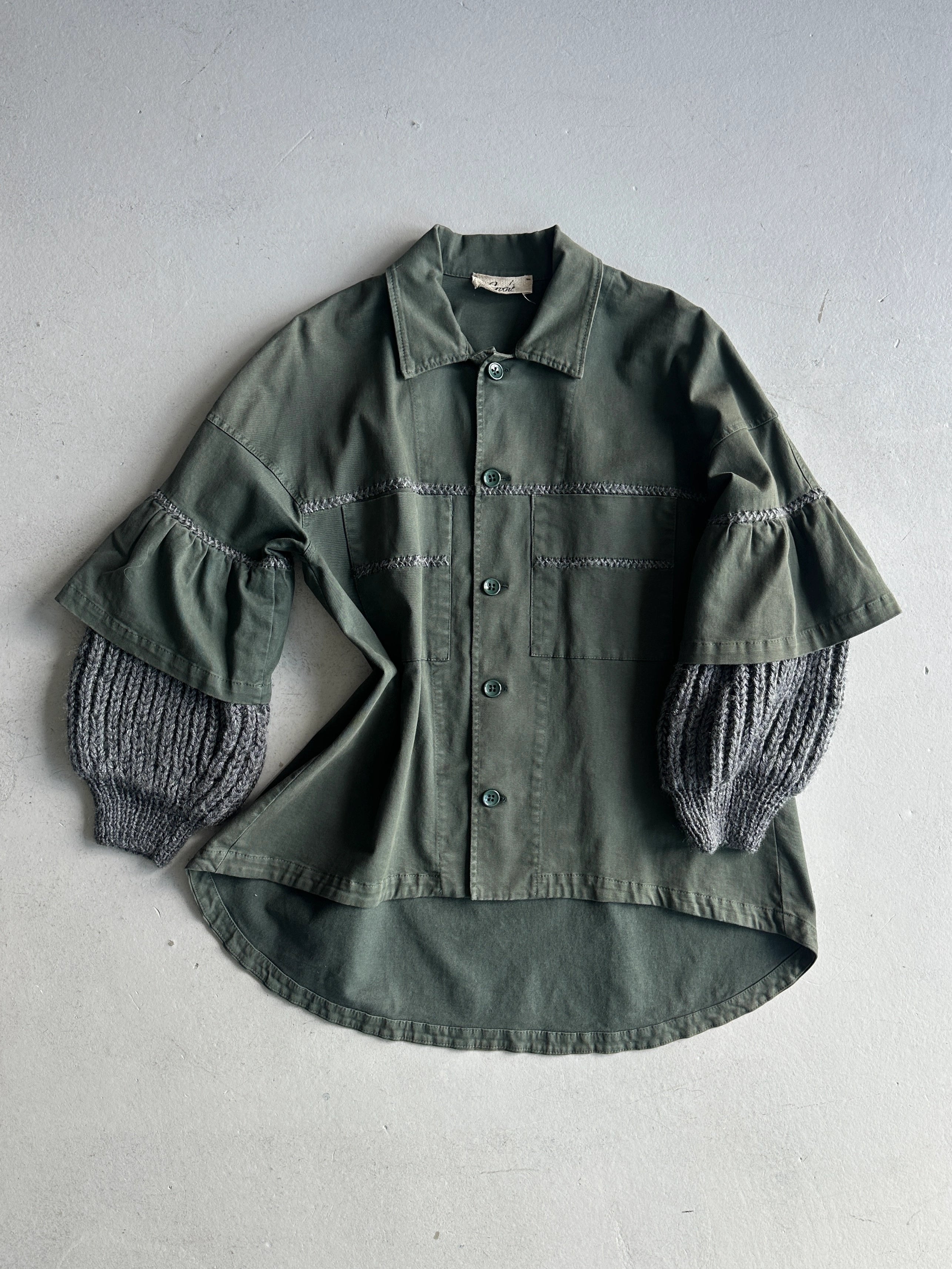 1990s ASYMMETRICAL SHIRT WITH WOOL LAYERED SLEEVE