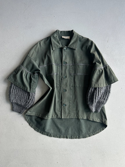 1990s ASYMMETRICAL SHIRT WITH WOOL LAYERED SLEEVE
