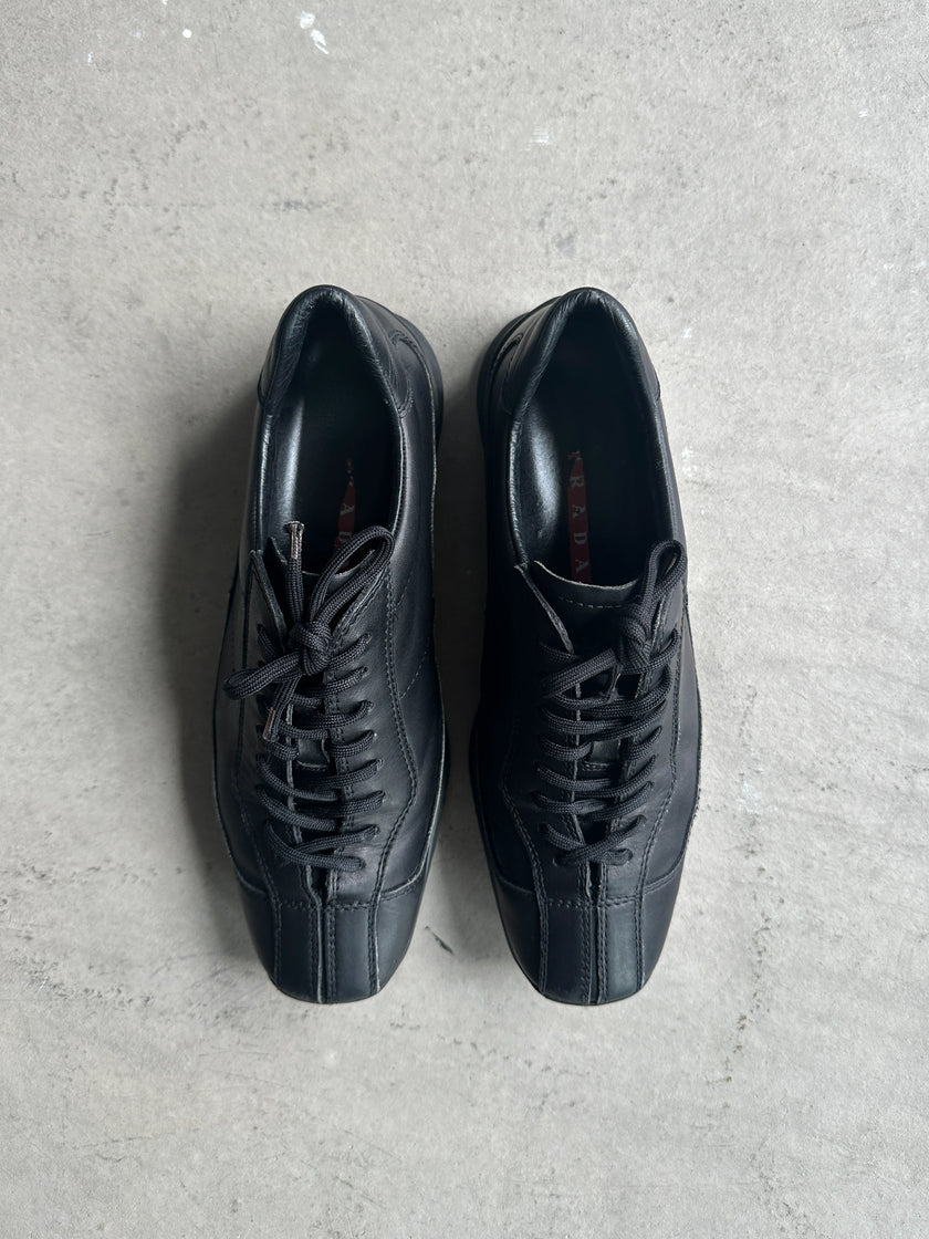 PRADA LINEA ROSSA - 2000s SQUARE TOE LEATHER SNEAKERS
