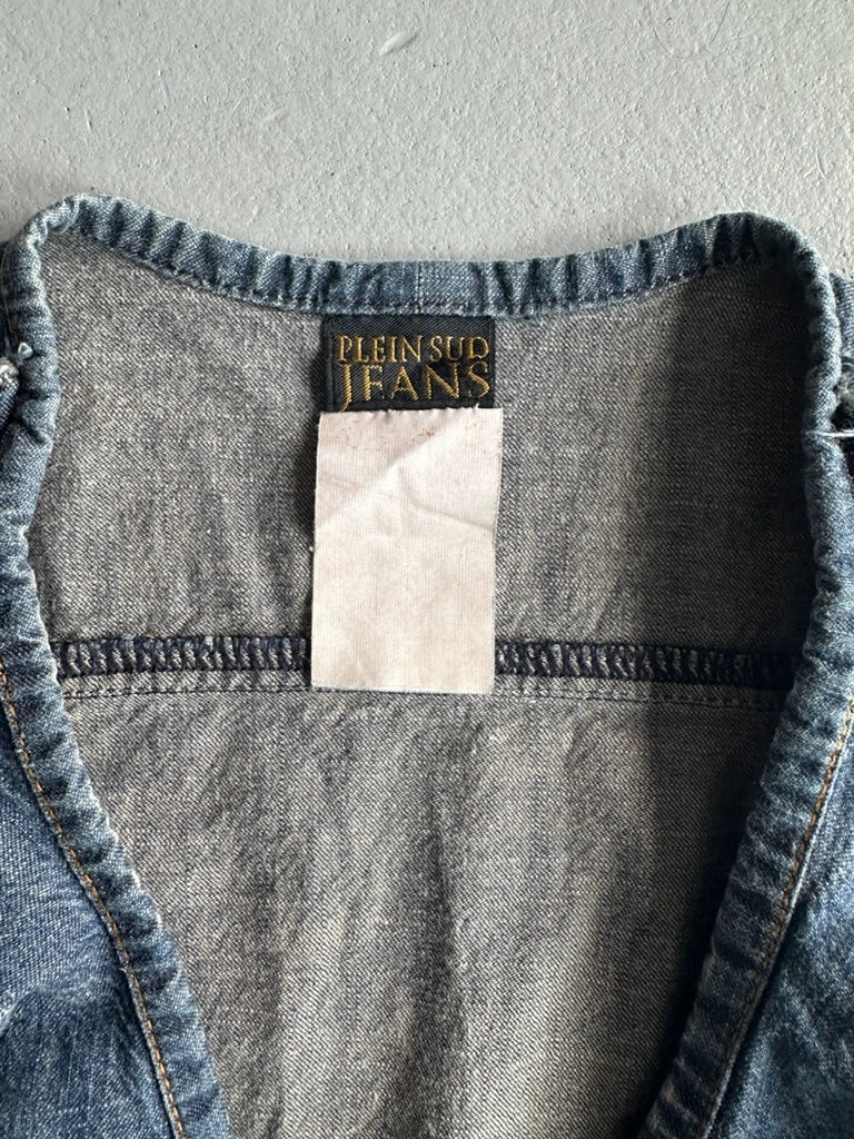 PLEIN SUD - 1990s RUCHED FRONT DENIM VEST TOP