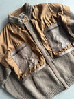 1980s CHUNKY KNIT PANELED JACKET WITH OVERSIZED LEATHER POCKETS