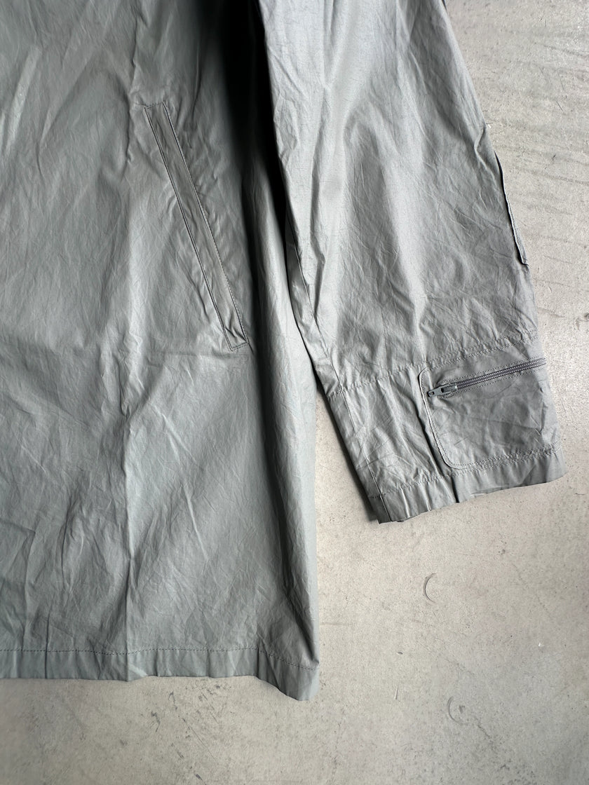 MIU MIU -  S/S 1999 METALLIC SILVER STRAIGHT FIT WAXED JACKET