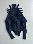 MARITHÉ + FRANÇOIS GIRBAUD - 2000s LOOPING CUT OUT DETAILS OPEN FRONT KNIT CARDIGAN