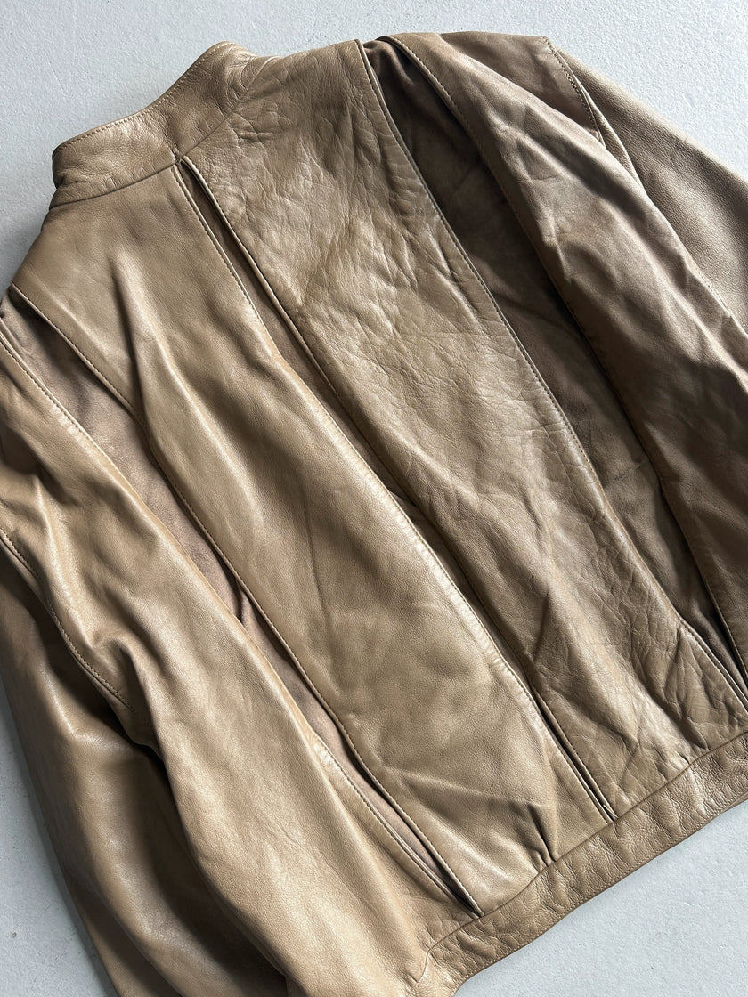 1980s BOXY FIT LEATHER PANELED JACKET