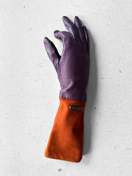 GALLIANO by JOHN GALLIANO - circa 2008 TWO TONE LEATHER AND SUEDE GLOVES