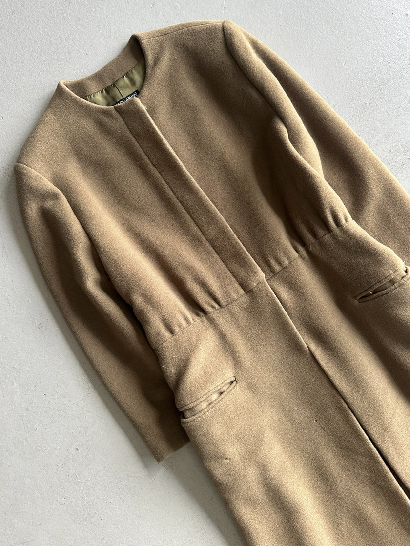 GIORGIO ARMANI - 1990s BELTED COLLARLESS COAT