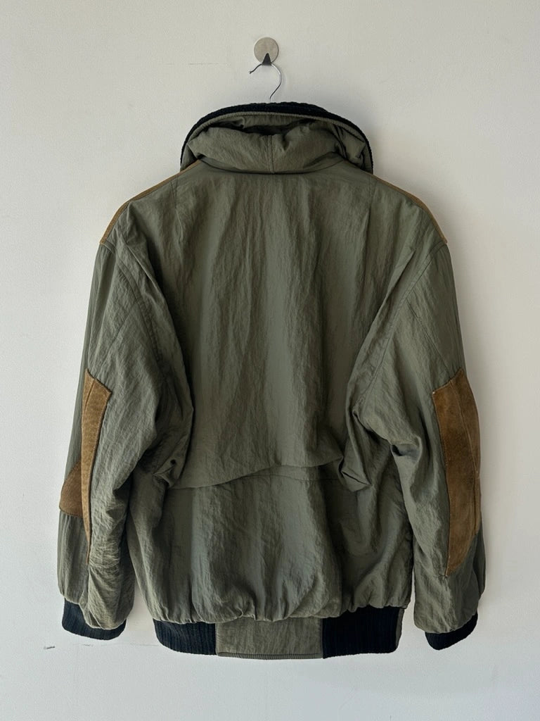 C.P. COMPANY - A/W 1983 LEATHER AND JAPANESE NYLON FIELD BOMBER JACKET