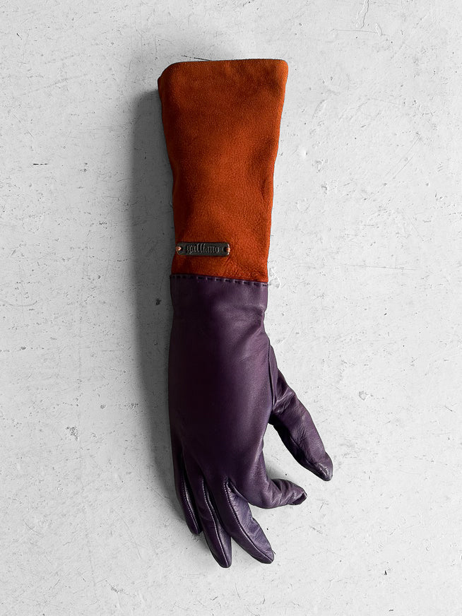 GALLIANO by JOHN GALLIANO - circa 2008 TWO TONE LEATHER AND SUEDE GLOVES