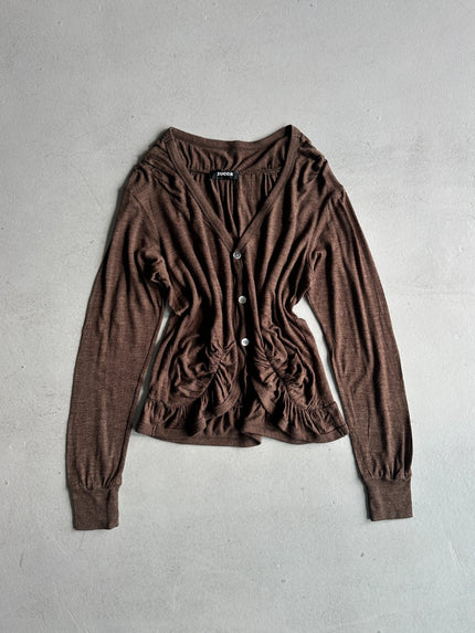 ZUCCA - F/W 2003 RUCHED HEM V NECK CARDIGAN