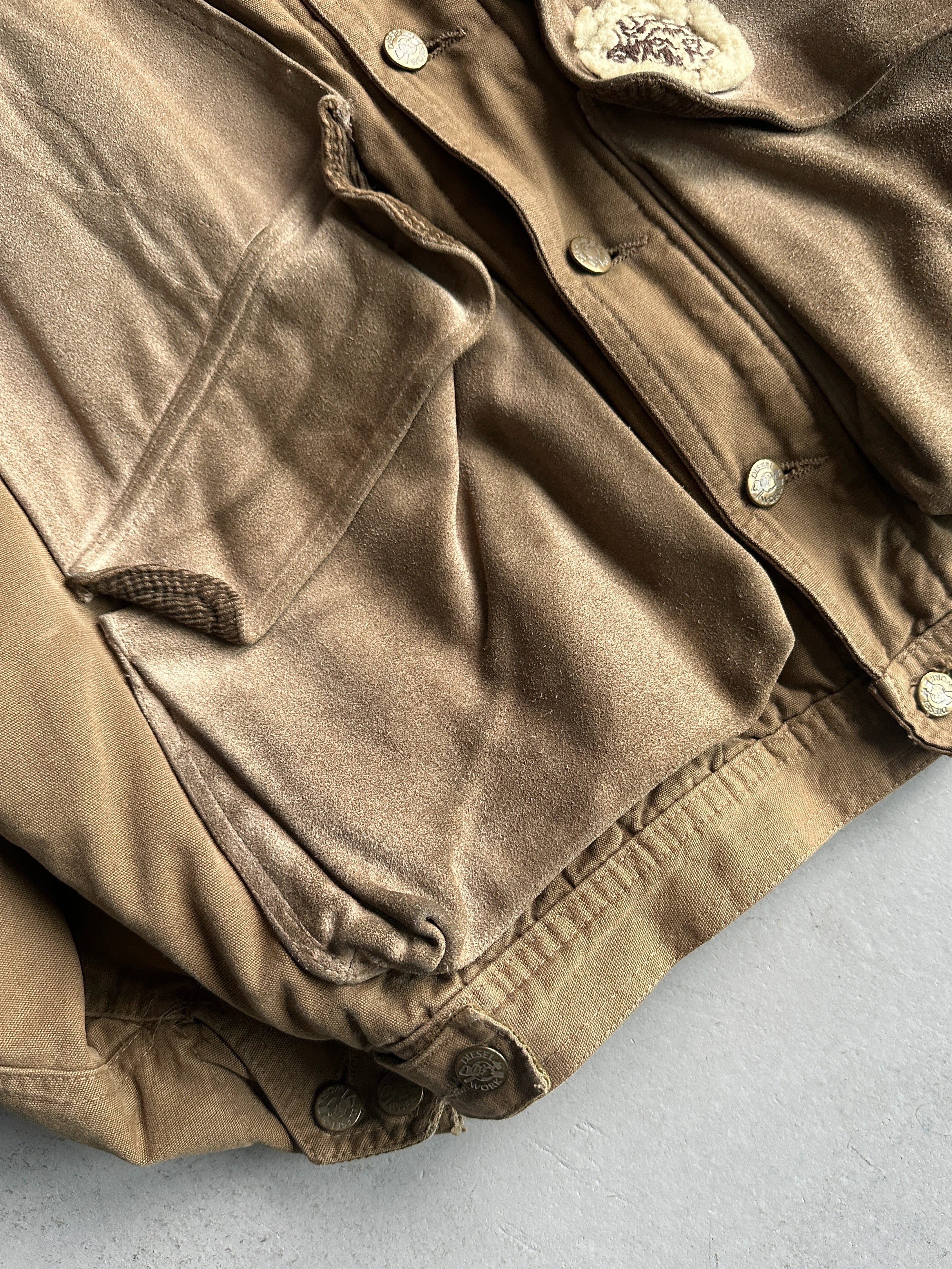 DIESEL - 1980s BOMBER JACKET WITH LAYERED SUEDE PANEL FRONT