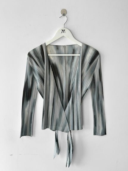 ISSEY MIYAKE - S/S 2015 PLEATED WRAP FRONT LONG SLEEVE TOP