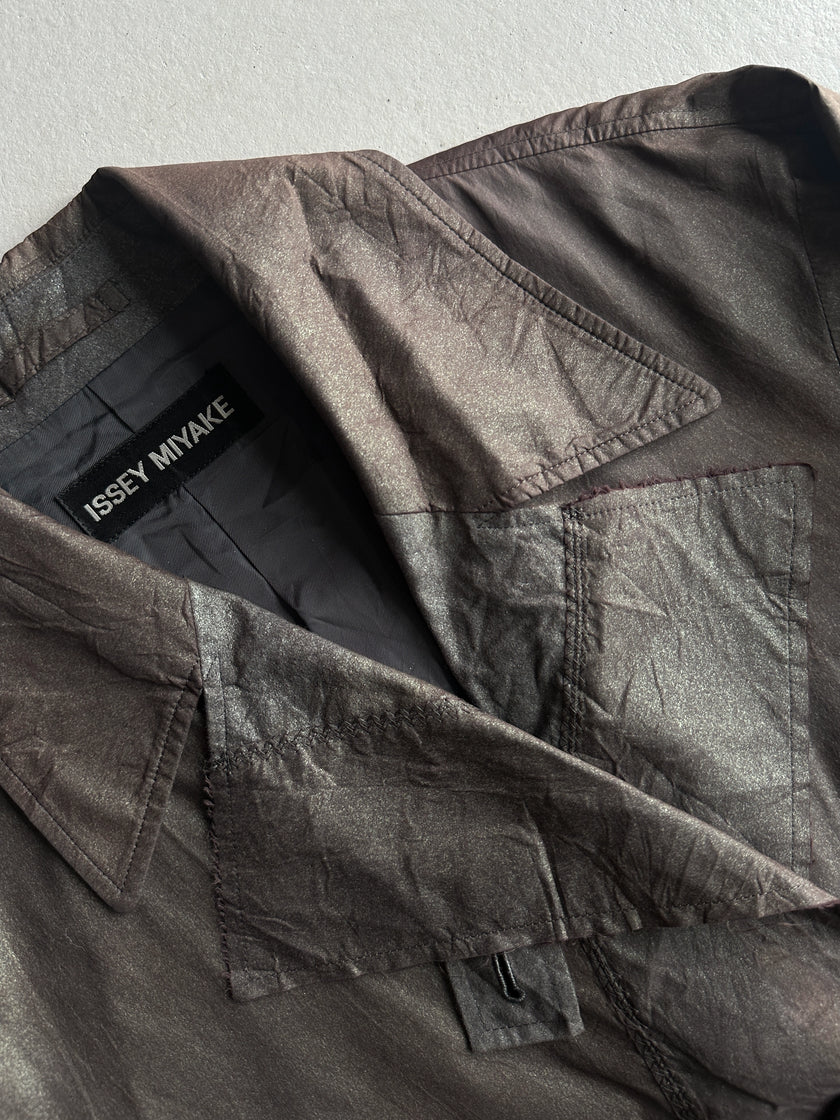 ISSEY MIYAKE - F/W 2002 METALLIC DOUBLE BREATSED TRENCH COAT