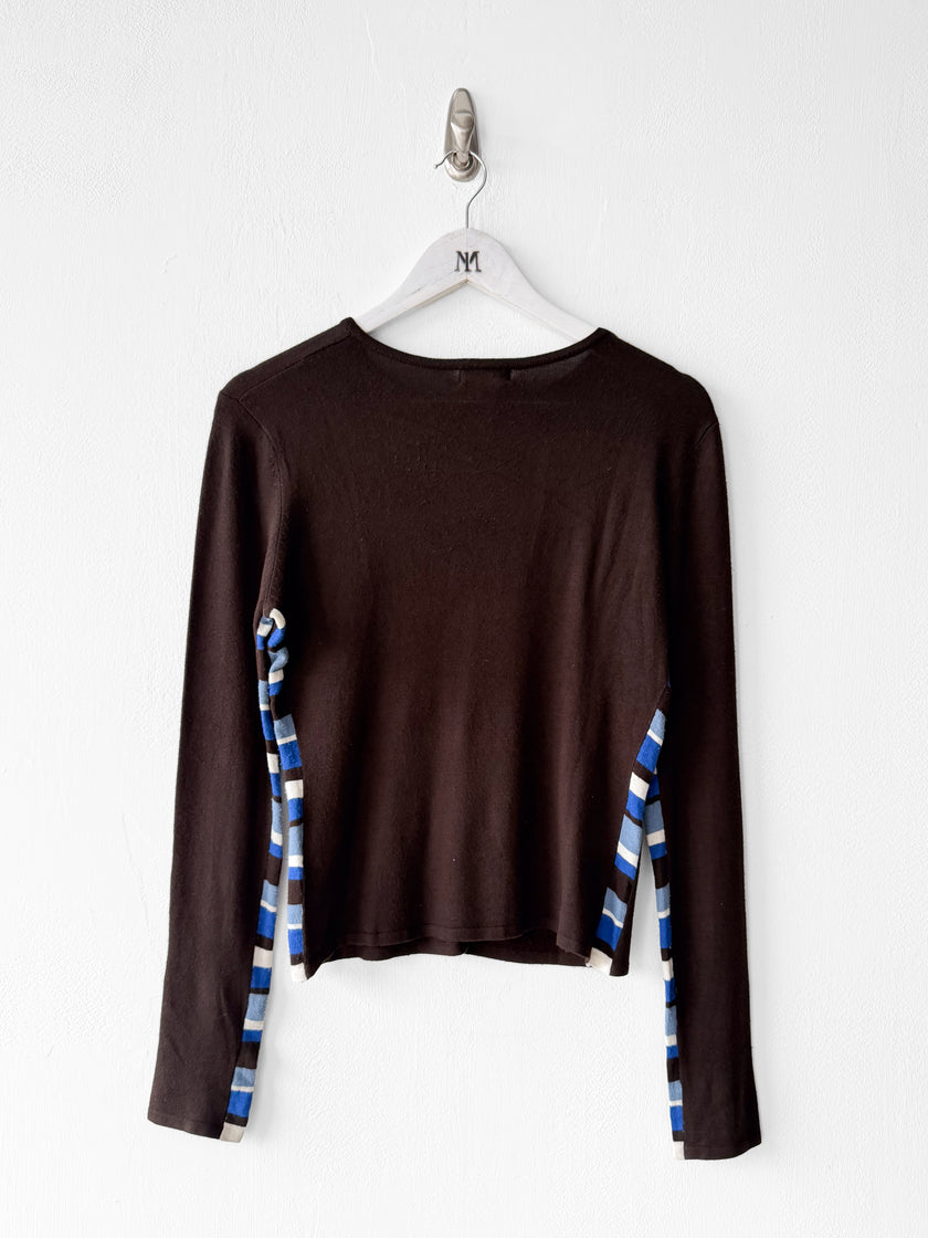 FENDI - 1990s CARDIGAN WITH CONTRASTING STRIPED DETAILS
