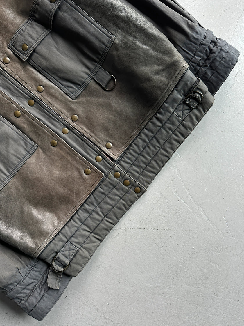 ESCADA - 1980s CONTRASTING LEATHER FRONT LAYERED JACKET