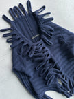 MARITHÉ + FRANÇOIS GIRBAUD - 2000s LOOPING CUT OUT DETAILS OPEN FRONT KNIT CARDIGAN