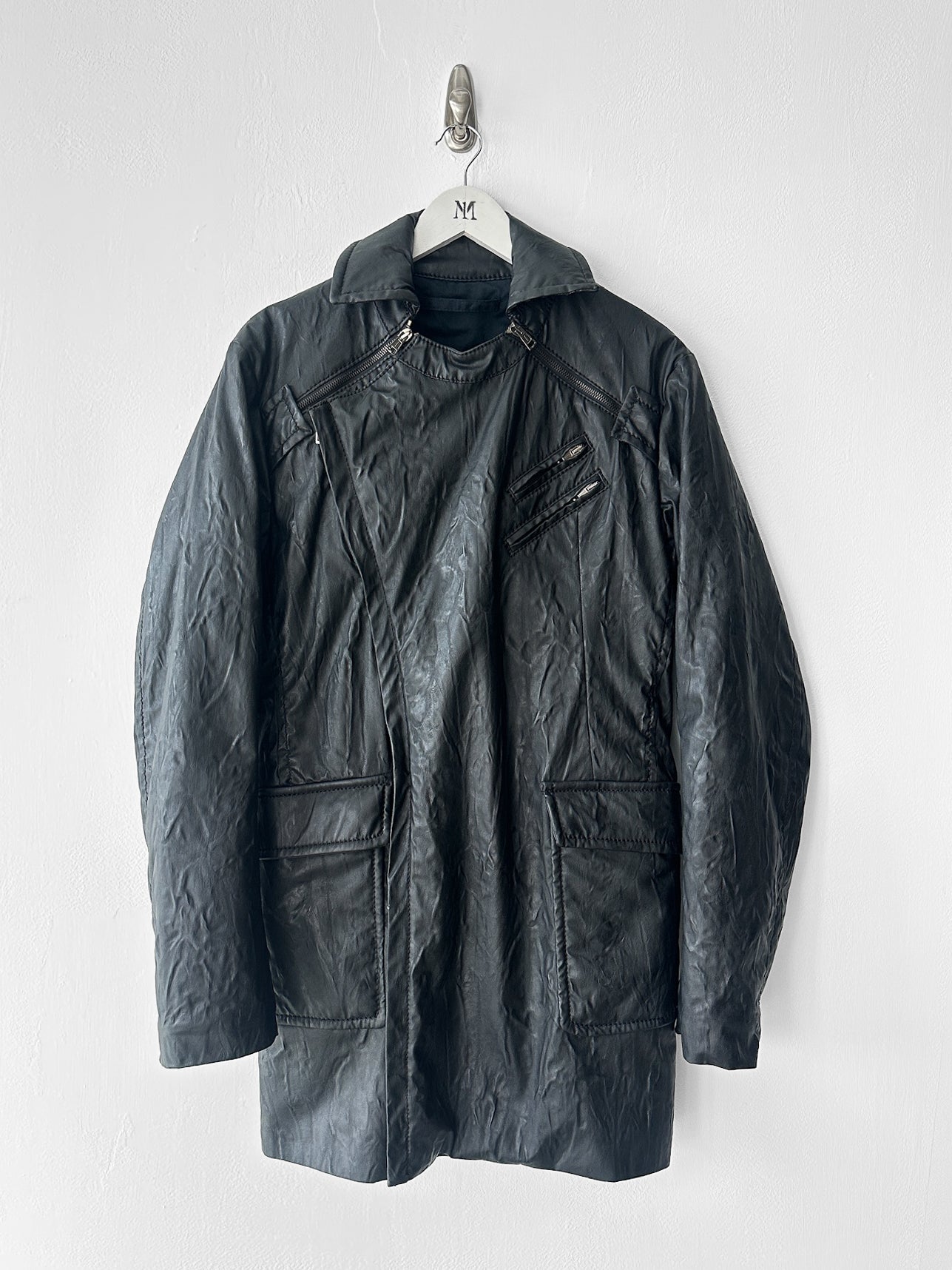 ANDREW MACKENZIE - F/W 2008 WAXED PVC LONG JACKET WITH ZIP DETAILS