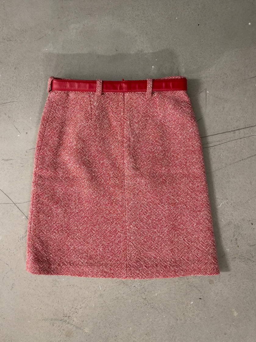 D&G -  TWEED SKIRT WITH LEATHER BELT