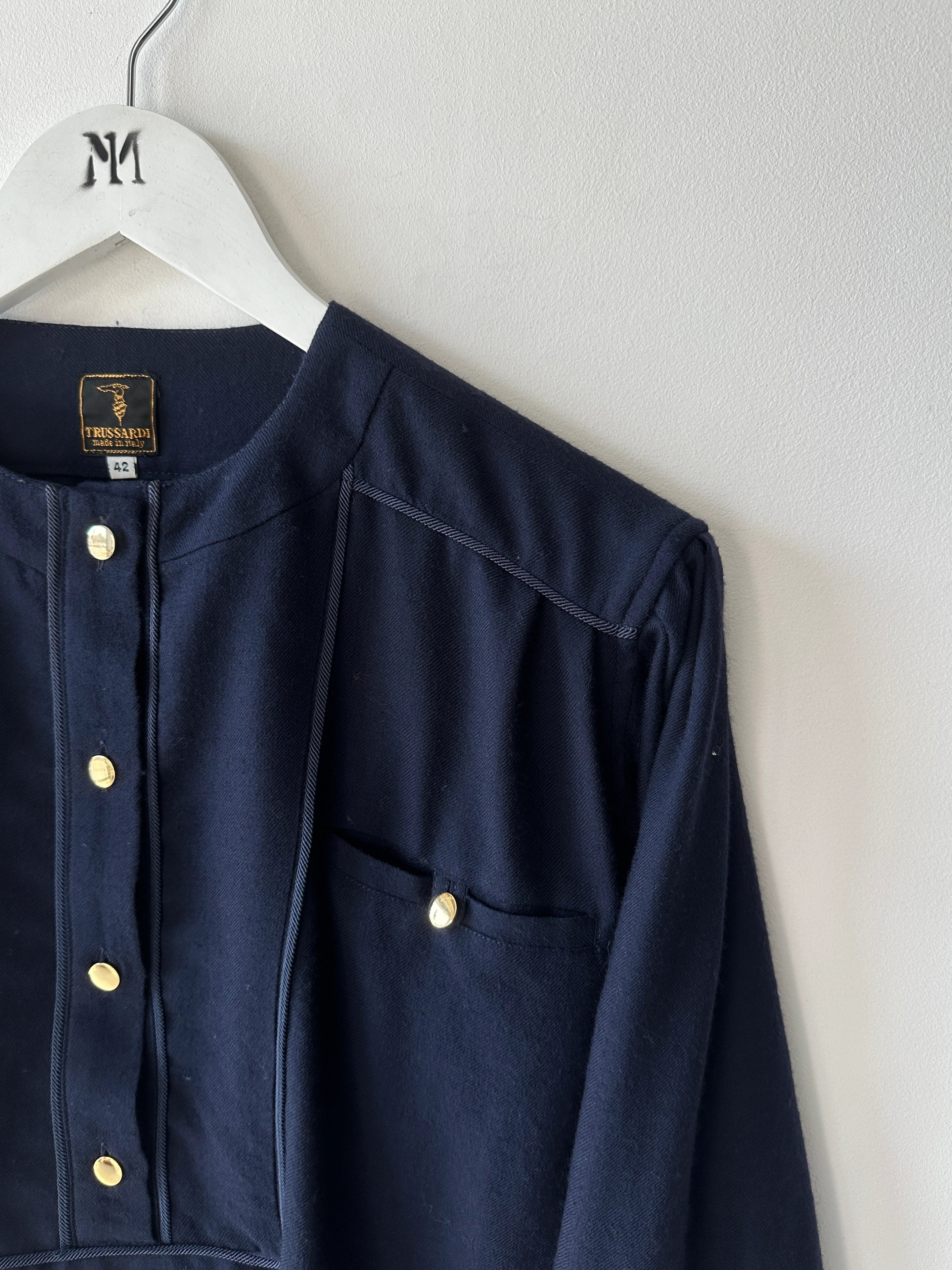TRUSSARDI - 1980s RELAXED BLOUSE WITH PIPING DETAILS