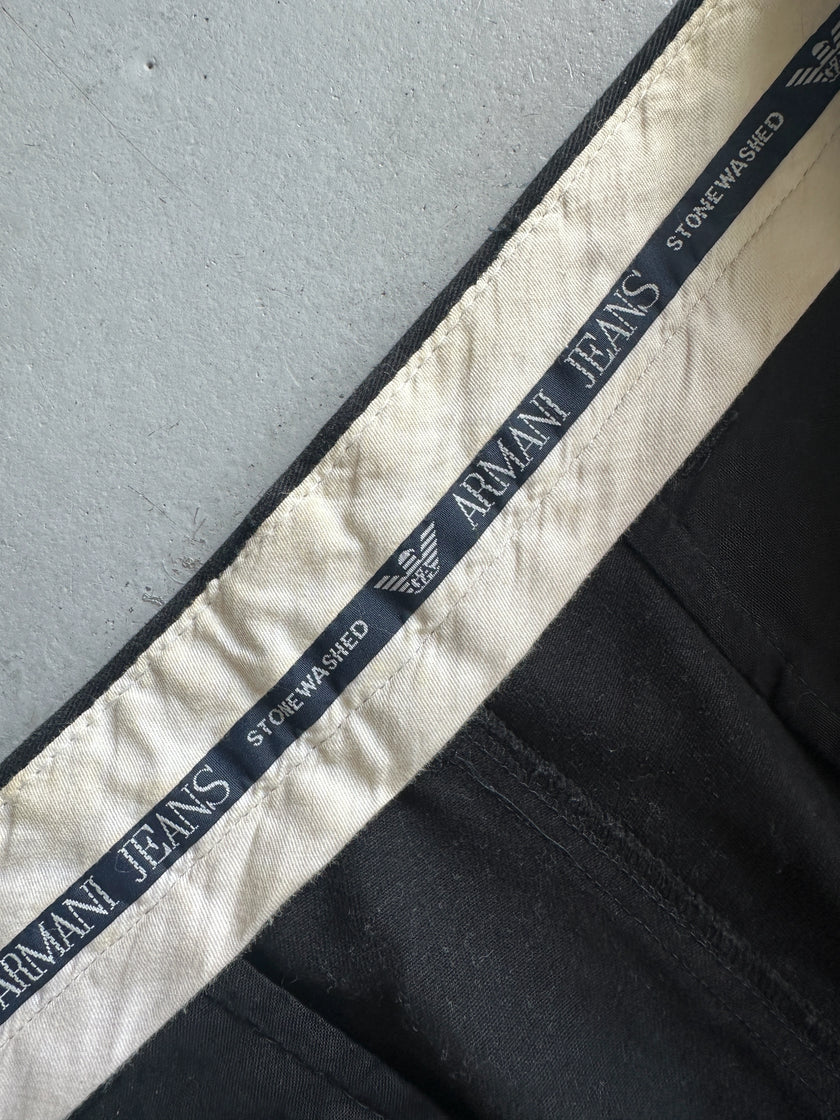ARMANI JEANS - 1980s RELAXED FIT STONE WASHED TROUSERS