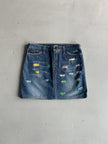 DOLCE & GABBANA - 1990s DENIM MINI SKIRT WITH FLUO DETAILS