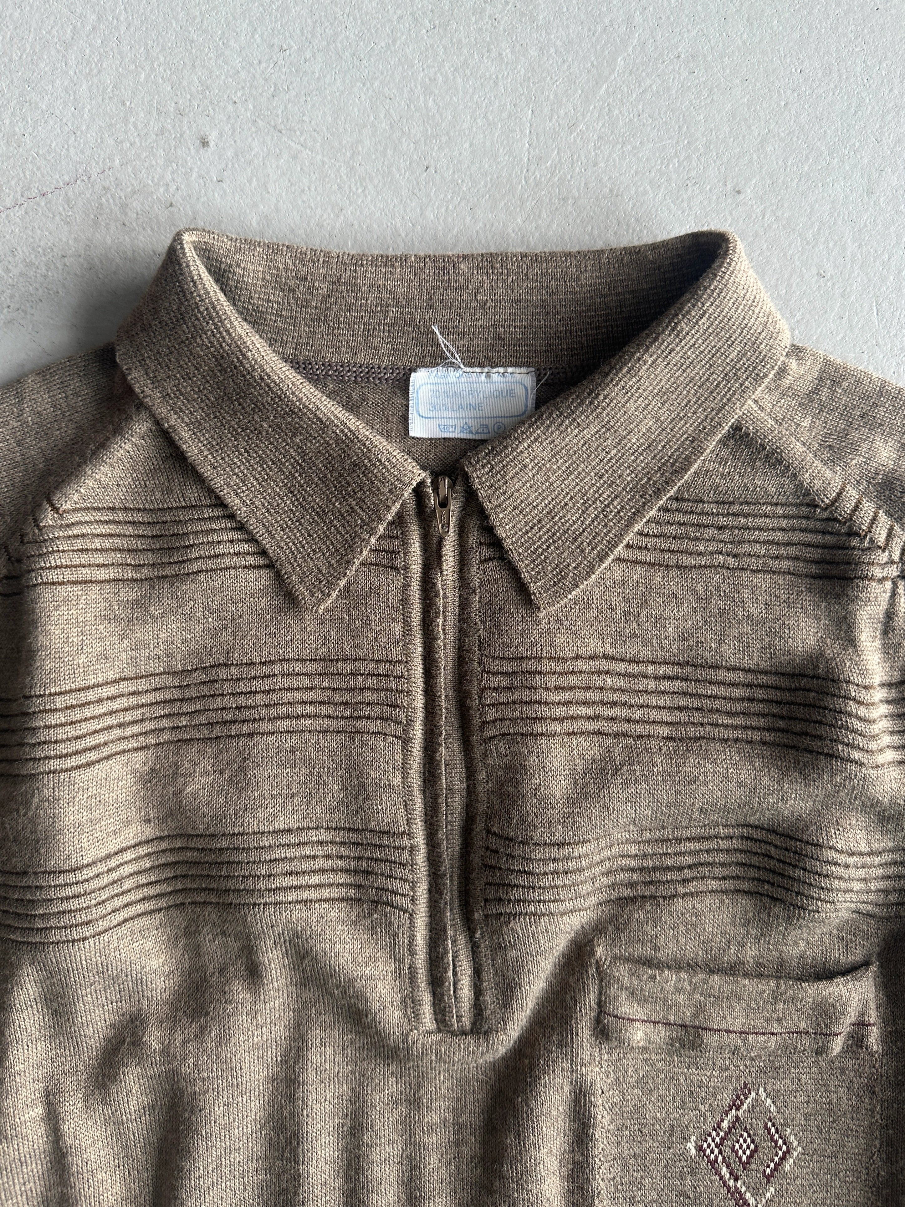 1980s LONG SLEEVE POLO KNIT TOP