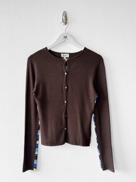 FENDI - 1990s CARDIGAN WITH CONTRASTING STRIPED DETAILS