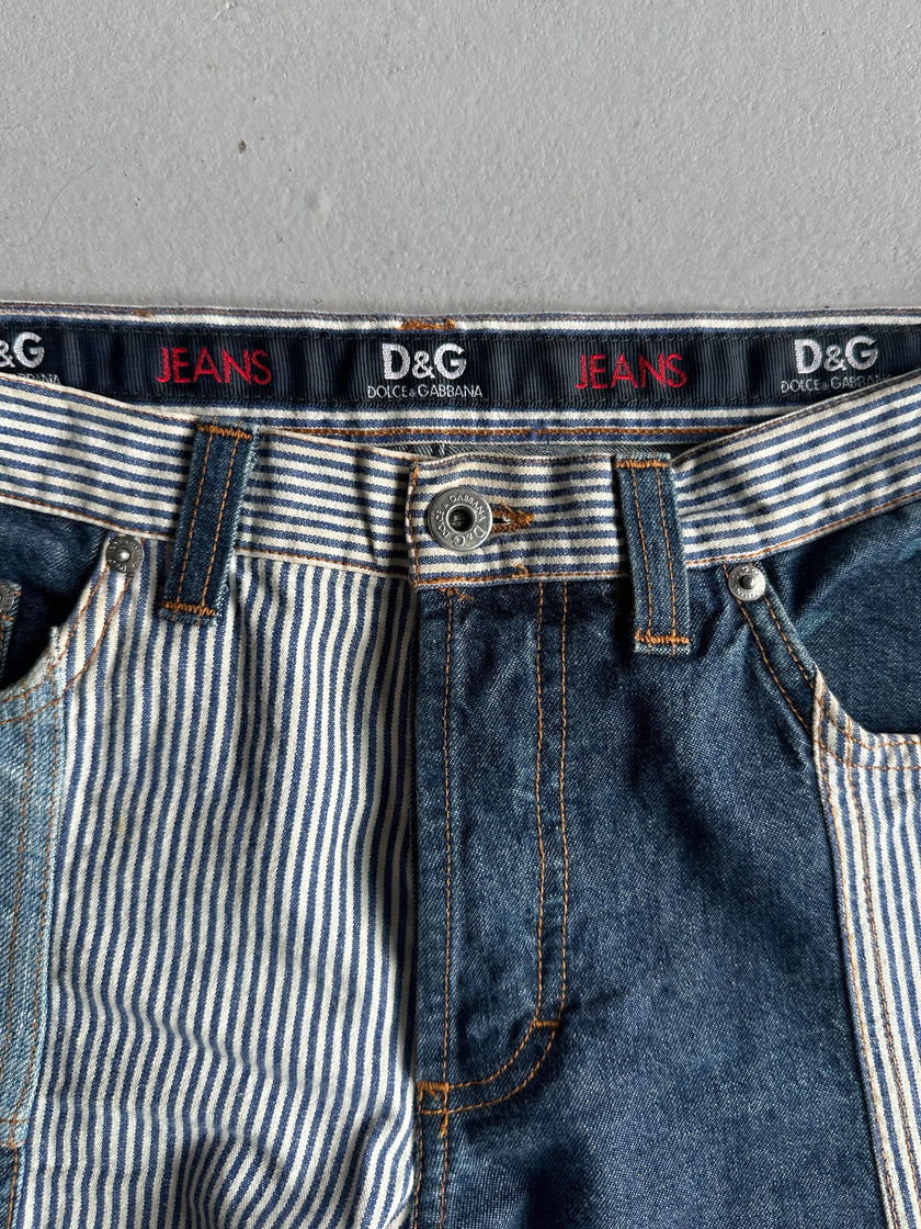 DOLCE & GABBANA - 1990s STRAIGHT FIT PATCHWORK JEANS