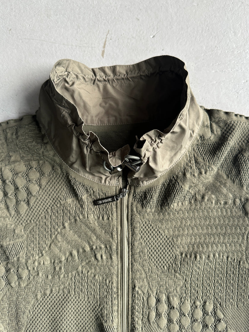 HIROKO KOSHINO - 2000s CONTRASTING NYLON COLLAR AND HEM SEMI TRANSPARENT JACKET