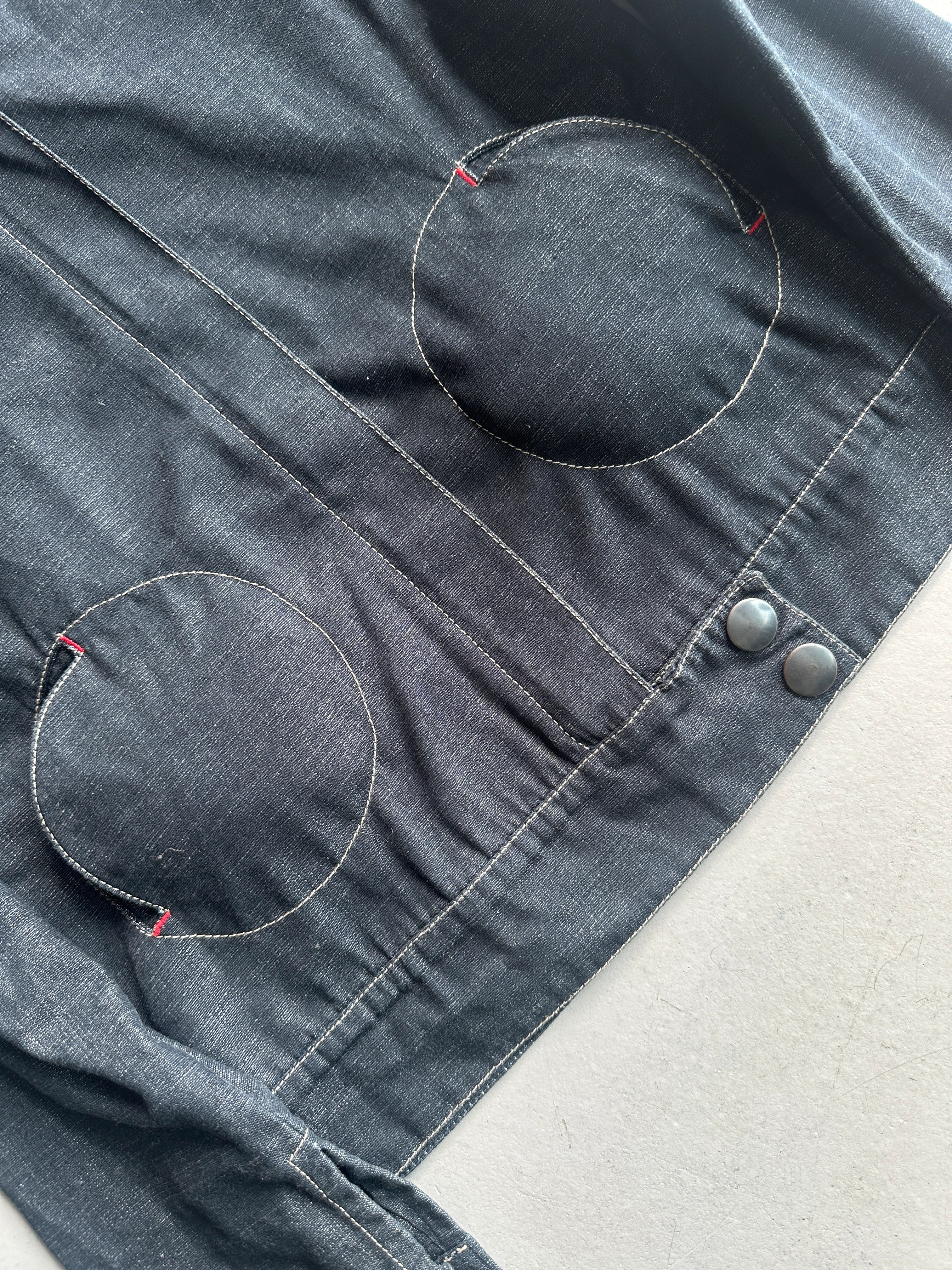 COP COPINE - 2000s CROP FIT DENIM JACKET WITH ROUND POCKETS