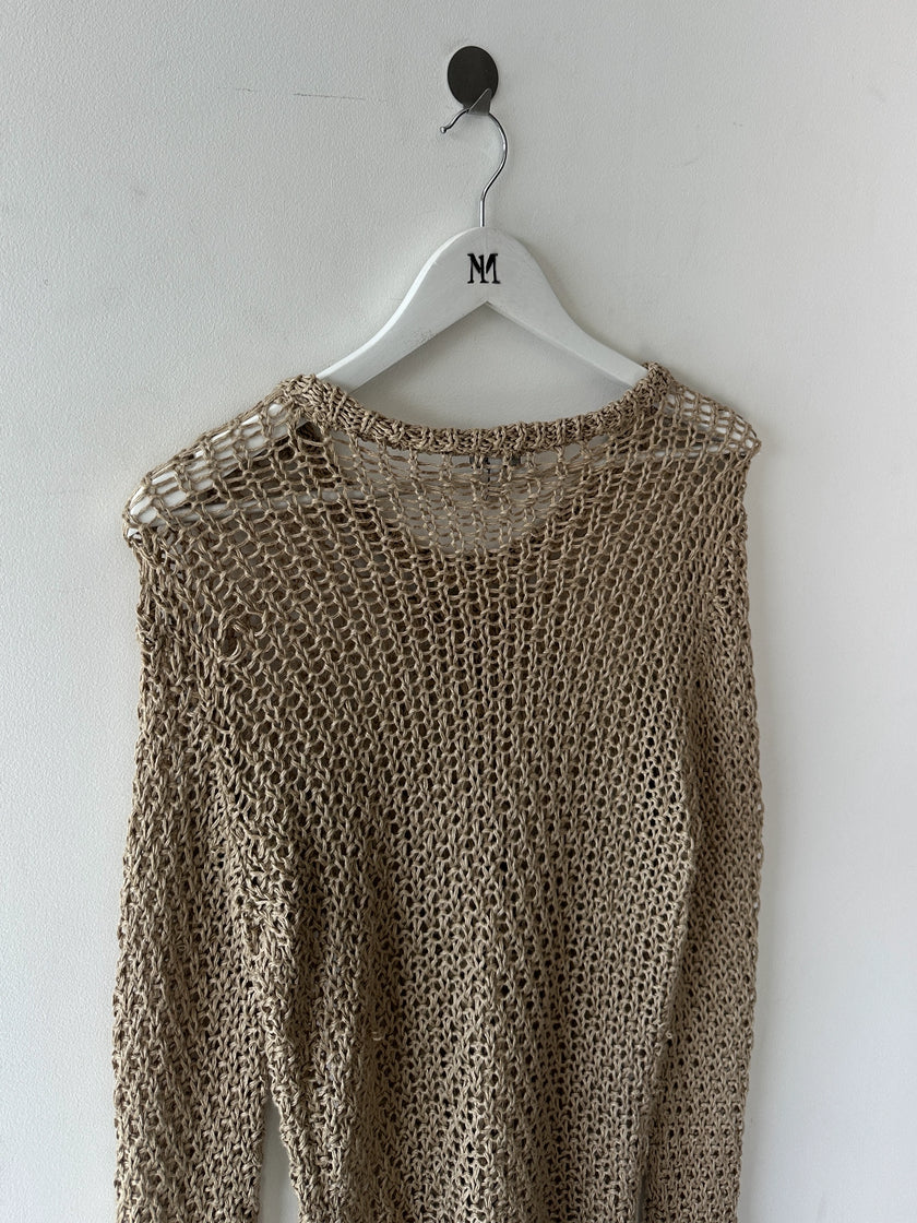 ARMANI JEANS - 2000s OPEN WEAVE KNIT LONG SLEEVE TOP