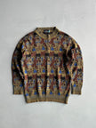 1980s JACQUARD PRINT ROUND NECK KNIT JUMPER