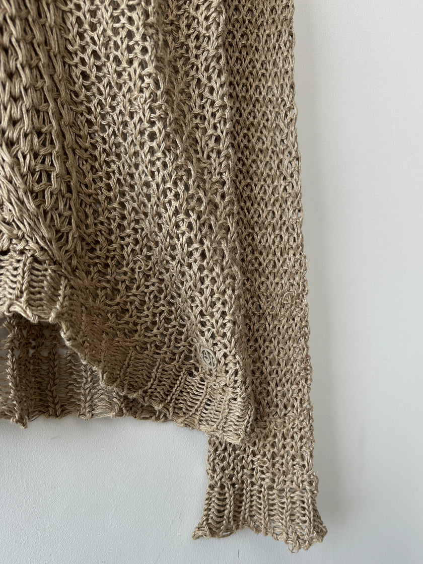 ARMANI JEANS - 2000s OPEN WEAVE KNIT LONG SLEEVE TOP