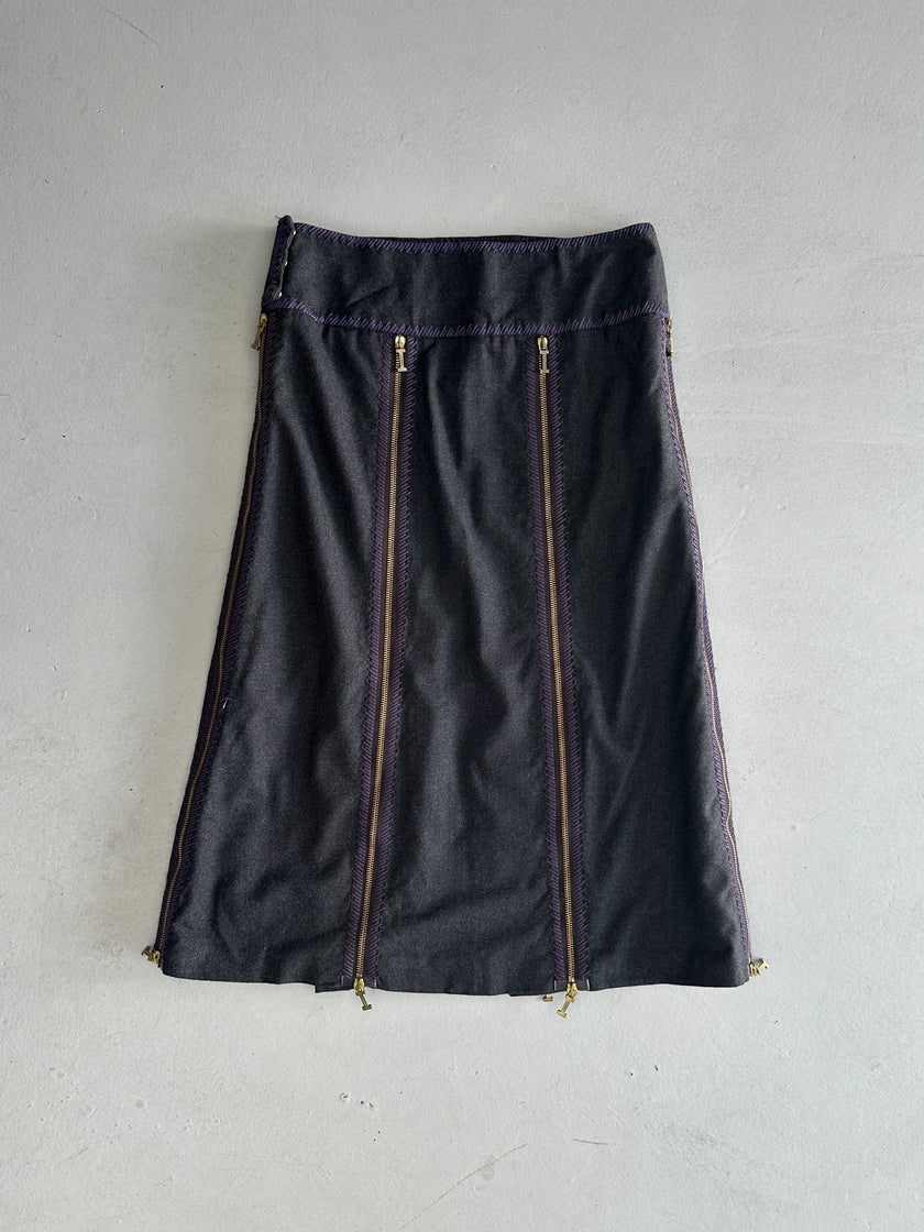 ICEBERG - 1990s MULTI ZIP MIDI SKIRT